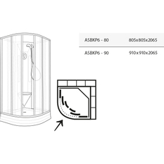 Sprchový box Ravak ASBKP6 90x90, bílá+grape (4 díly)