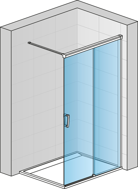 Pevná stěna Ronal Cadura samostatná s posuvným dílem - montáž vpravo 1200 x 2000 mm, černá matná/sklo čiré