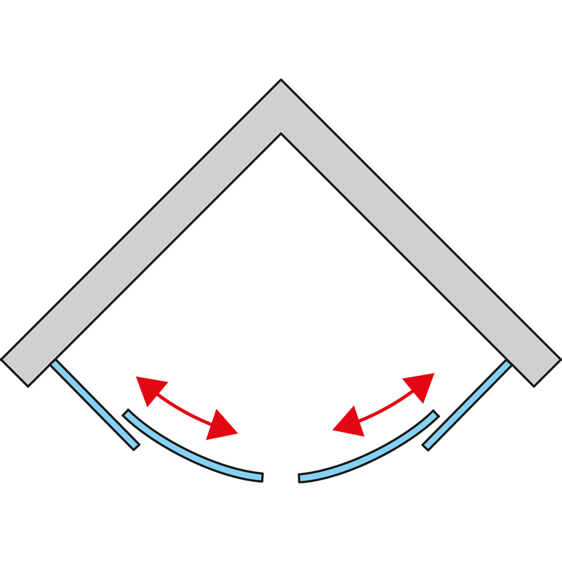 Čtvrtkruh Ronal Divera s dvoudílnými posuvnými dveřmi, rádius 550 mm 800 x 2000 mm, aluchrom/sklo Screen