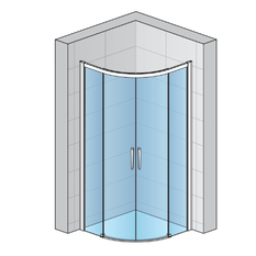 Čtvrtkruh Ronal Divera s dvoudílnými posuvnými dveřmi, rádius 550 mm 800 x 2000 mm, aluchrom/sklo Screen