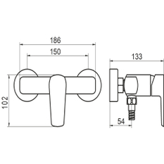 Sprchová nástěnná baterie METALIA 58 ECO, 150 mm, černá