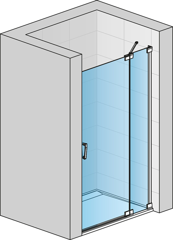 Jednokřídlé dveře Ronal Cadura s pevnou stěnou v rovině - panty vpravo / 1 strana rohového vstupu 1200 x 2000 mm, černá matná/sklo čiré