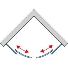 Čtvrtkruh Ronal Divera s dvoudílnými posuvnými dveřmi, rádius 550 mm 900 x 2000 mm, aluchrom/sklo Screen