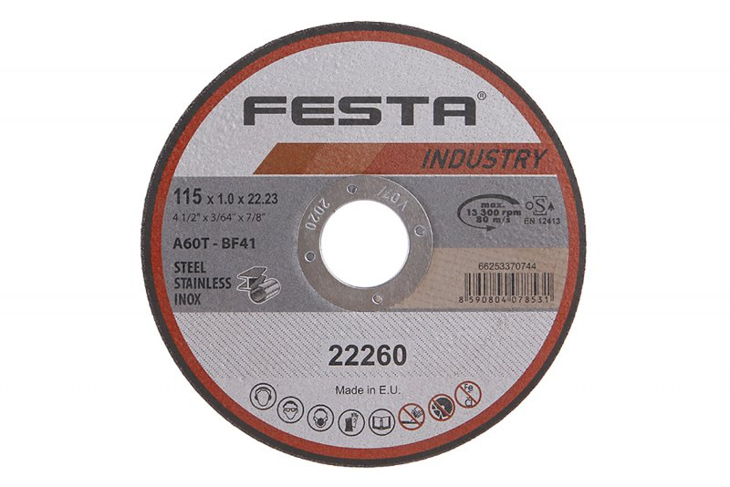 Kotouč řezný FESTA 22260 INDUSTRY na kov 115x1x22,2mm