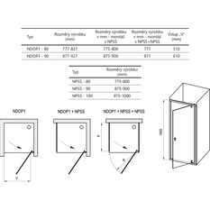 Sprchové dveře Ravak NDOP1 80, černá+transparent