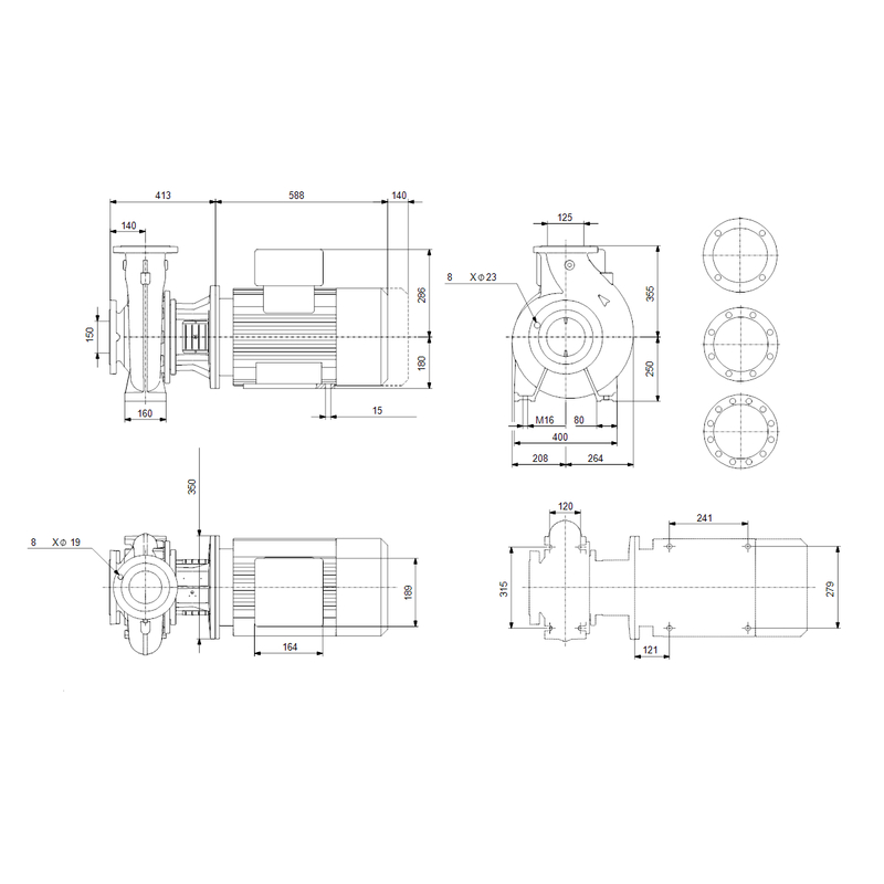 Čerpadlo monoblokové Grundfos NB 125-250/262AAF2AESBQQEQW3