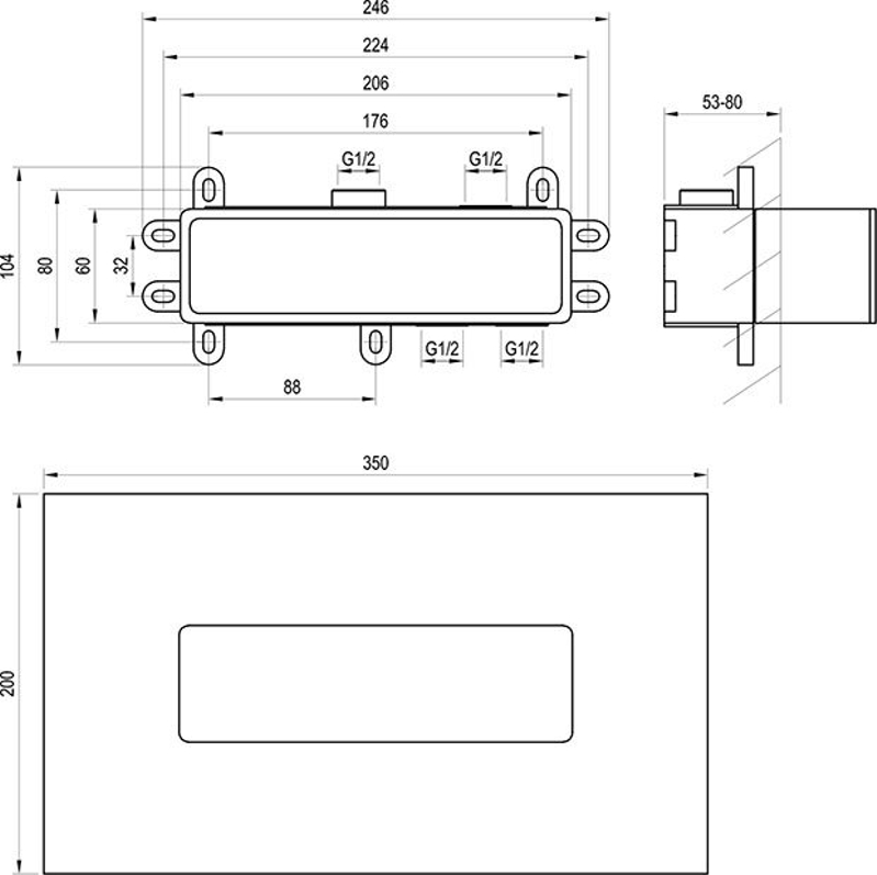 Těleso základní Ravak RB 07D.50 pro podomítkové baterie, R-box Horizontal