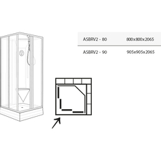 Sprchový box Ravak ASBRV2 90x90, bílá+transparent (4 díly)