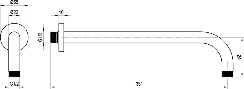 Výtokové rameno boční Ravak 702.21GB Graphite Brushed