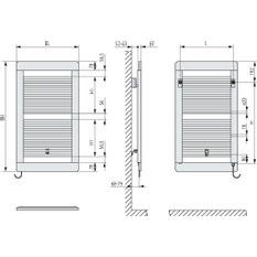 Těleso koupelnové trubkové elektrické Kermi Credo Plus-E 973 x 550 mm, elektrosada WKS vpravo 400 W, bílé