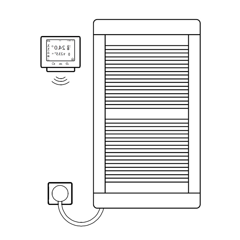 Těleso koupelnové trubkové elektrické Kermi Credo Plus-E 973 x 550 mm, elektrosada WRX vlevo 400 W, bílé