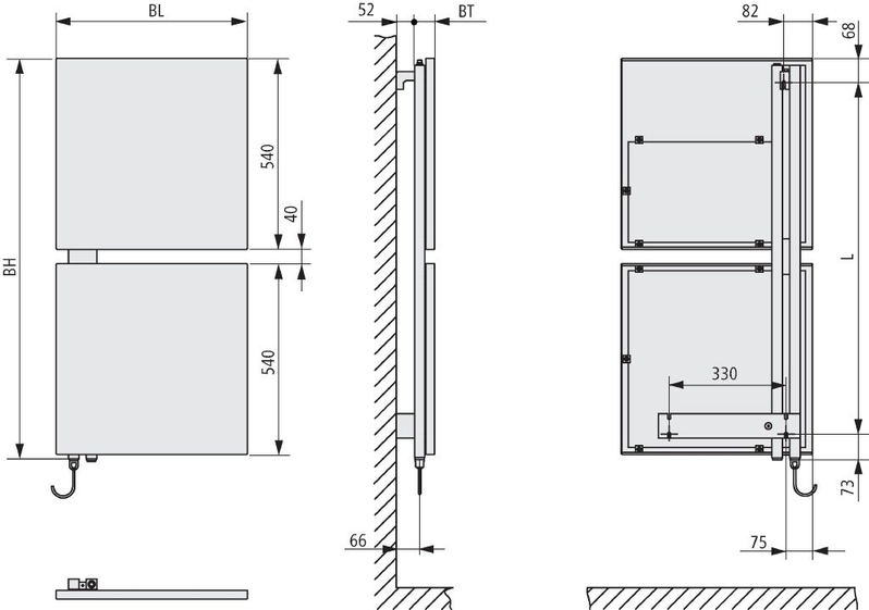 Těleso designové elektrické Kermi Signo-E 1130 x 540 mm, elektrosada WKS vpravo 600 W, bílé