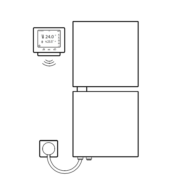 Těleso designové elektrické Kermi Signo-E 1130 x 540 mm, elektrosada WRX vlevo 600 W, bílé