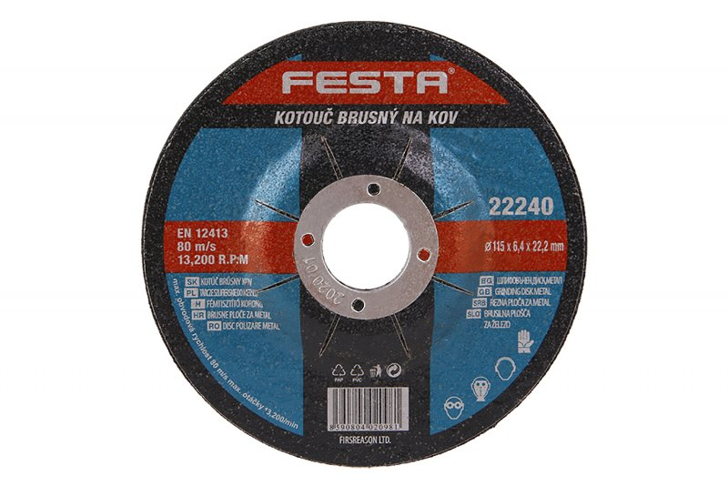 Kotouč brusný FESTA 22240 na kov 115x6,4x22,2mm