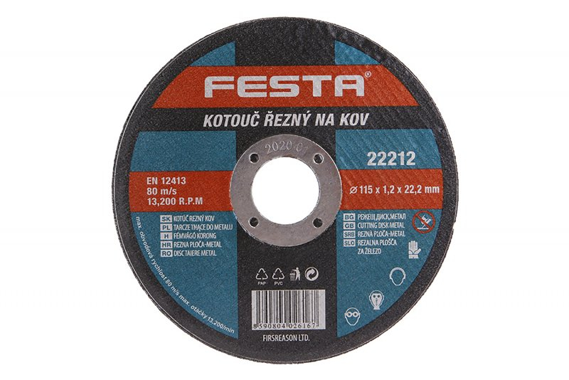 Kotouč řezný FESTA 22212 na kov 115x1,2x22,2mm