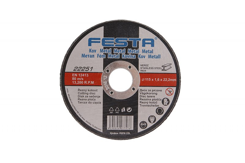 Kotouč řezný FESTA 22251 na kov 115x1,6x22,2mm