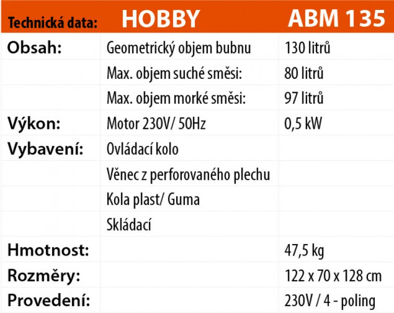 Míchačka LESCHA ABM P 135l 230V WS FR