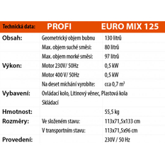 Míchačka LESCHA EUROMIX 125l 230V WS HR