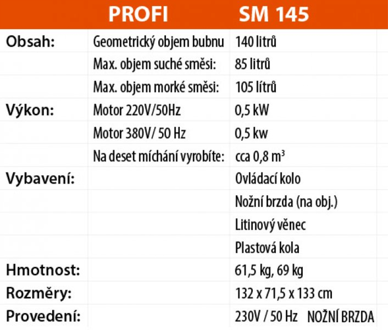 Míchačka LESCHA SM 145S 140l 230V WS BR