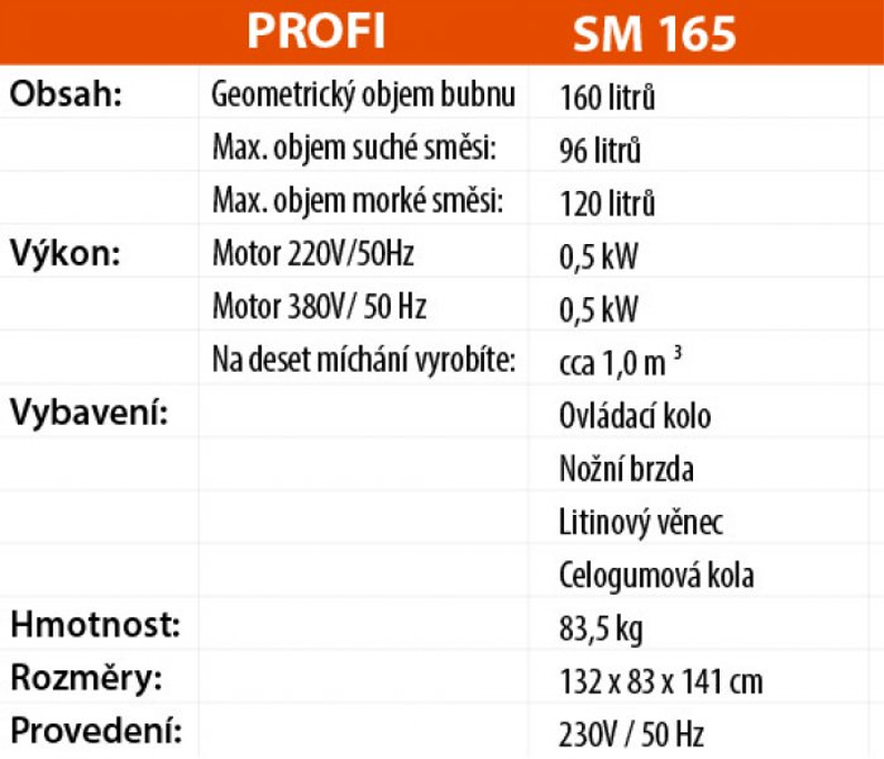 Míchačka LESCHA SM 165S 160l 230V WS BR