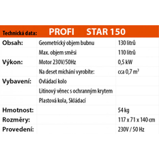 Míchačka LESCHA Star 150 125l 230V WS FR