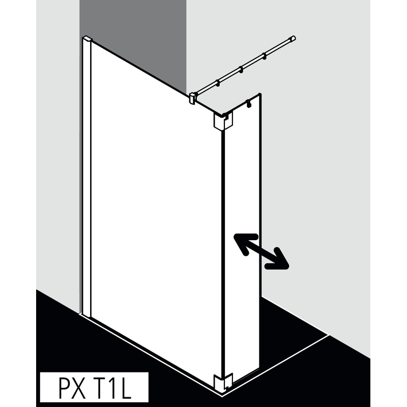 Zástěna Walk-in Wall s otočným křídlem Kermi Pasa XP PXT1L levá, stříbrná vysoký lesk/čiré ESG sklo 100 x 200 cm