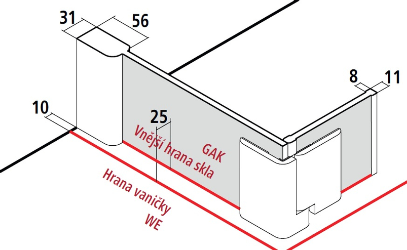 Zástěna Walk-in Wall s otočným křídlem Kermi Pasa XP PXT1L levá, stříbrná vysoký lesk/čiré ESG sklo 100 x 200 cm