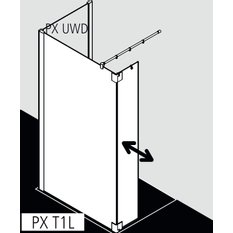 Zástěna Walk-in Wall s otočným křídlem Kermi Pasa XP PXT1L levá, stříbrná vysoký lesk/čiré ESG sklo 100 x 200 cm