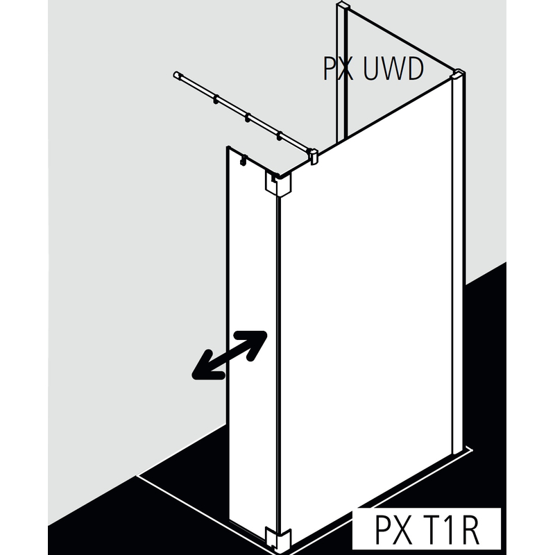 Zástěna Walk-in Wall s otočným křídlem Kermi Pasa XP PXT1R pravá, stříbrná matná/čiré ESG sklo 80 x 200 cm