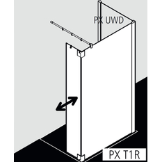 Zástěna Walk-in Wall s otočným křídlem Kermi Pasa XP PXT1R pravá, stříbrná matná/čiré ESG sklo 90 x 185 cm