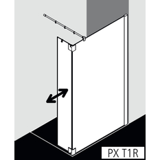 Zástěna Walk-in Wall s otočným křídlem Kermi Pasa XP PXT1R pravá, stříbrná matná/čiré ESG sklo 90 x 185 cm