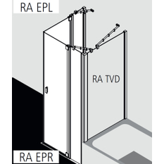 Dveře kyvné 1-křídlé s pevným polem (pravá část rohového vstupu) Kermi Raya RAEPR pravé stříbrné vysoký lesk, čiré ESG sklo 123 x 200 cm