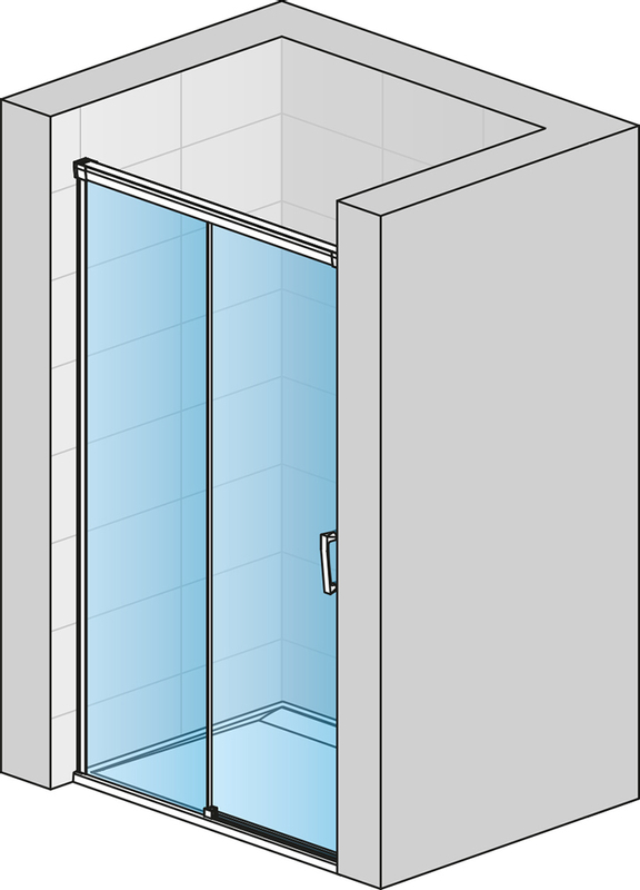 Jednodílné posuvné dveře Ronal Cadura s pevnou stěnou v rovině - pevný díl vlevo 1400 x 2000 mm, zlatá/sklo čiré