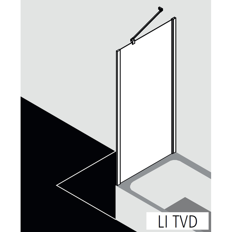 Zkrácená boční stěna na vanu Kermi Liga LITVD stříbrná vysoký lesk, čiré ESG sklo 75 x 160 cm