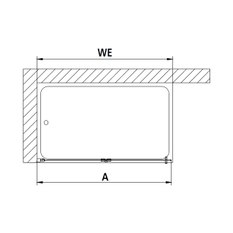 Zástěna Walk-in Wall kyvné zalamovací provedení Kermi Liga LI2YL levá stříbrná vysoký lesk, čiré ESG sklo s úpravou 90 x 200 cm