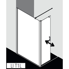 Zástěna Walk-in Wall s otočným křídlem Kermi Liga LIT1L levá stříbrná vysoký lesk, čiré ESG sklo s úpravou 103 x 200 cm