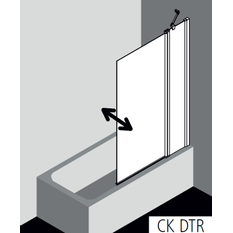 Zástěna vanová kyvná 2-dílná s pevným polem Plano Cada XS CKDTR pravá bílá, čiré ESG sklo s úpravou CADAclean 105 x 160 cm