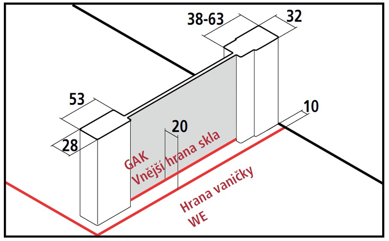 Zástěna Walk-in Wall se stěnovou nebo stropní vzpěrou Kermi Cada XS CKWDW bílá, čiré ESG sklo s úpravou CADAclean 100 x 200 cm