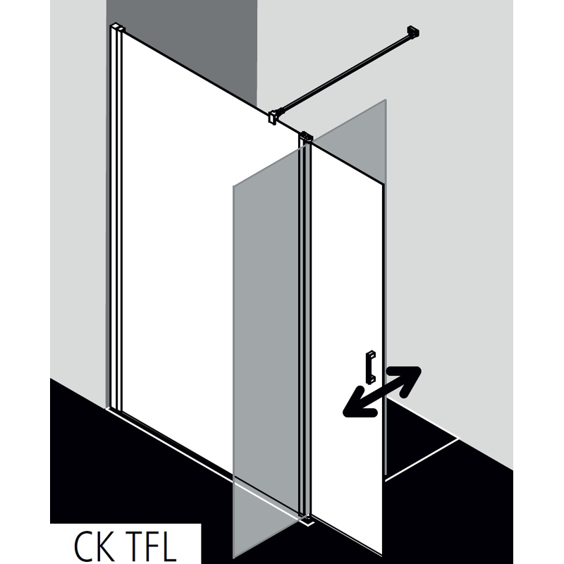 Zástěna Walk-in Wall s otočným křídlem Kermi Cada XS CKTFL levá stříbrná vysoký lesk, Serigrafie ESG sklo s úpravou CADAclean 90 x 200 cm