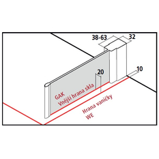 Stěna boční Kermi Cada XS CKTWR pravá stříbrná vysoký lesk, Serigrafie ESG sklo s úpravou CADAclean 75 x 200 cm