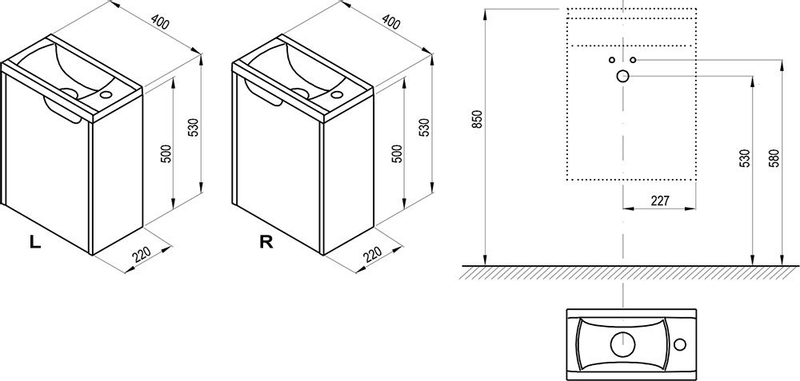 Skříňka pod umývátko Ravak SD Classic II 40 L bílá/bílá