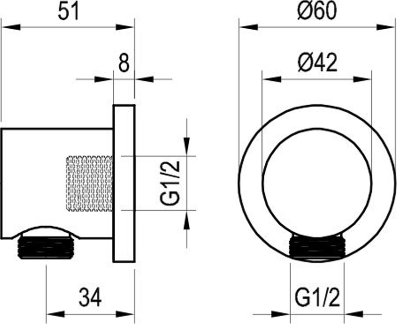 Podomítkový vývod sprchy Ravak 701.21GB Graphite Brushed