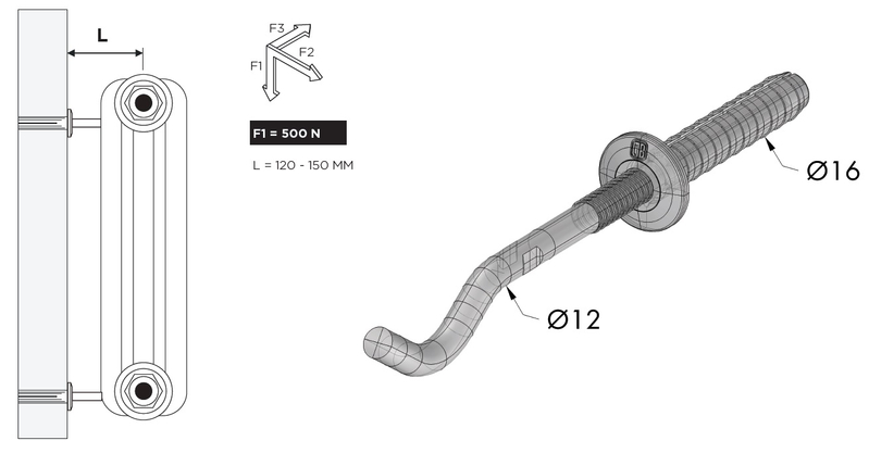 Konzola na zeď Laurens pr. 12 mm délka 230mm