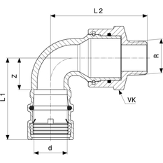 Připojovací oblouk 90° Viega systémové armatury Easytop 9620.1TW 40 x 5/4˝