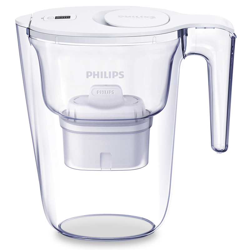 Filtrační nádoba na vodu Philips s digitálním časovačem, 2,6 l, jasně bílá