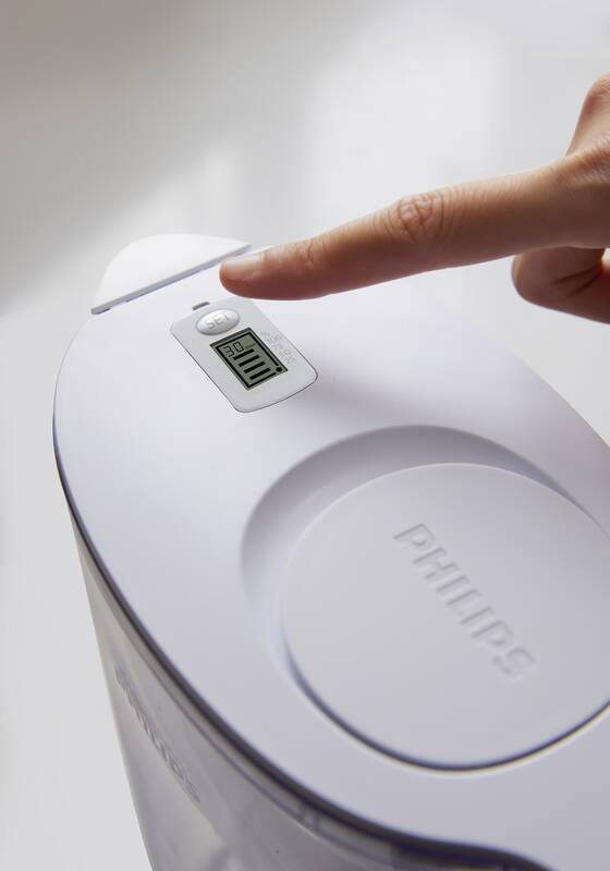 Filtrační nádoba na vodu Philips s digitálním časovačem, 2,6 l, jasně bílá