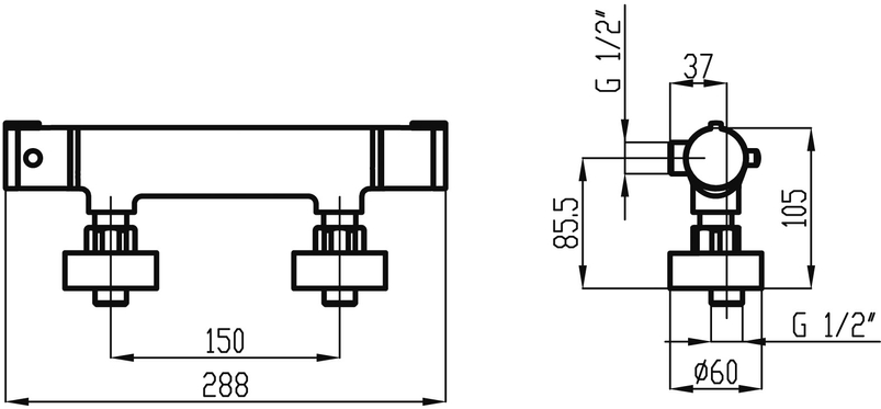 Sprchová termostatická baterie Novaservis Metalia 54 chrom