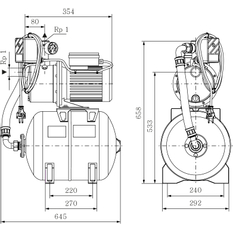 Vodárna domácí Wilo HWJ 203-EM-50L (230 V) 0,75 kW