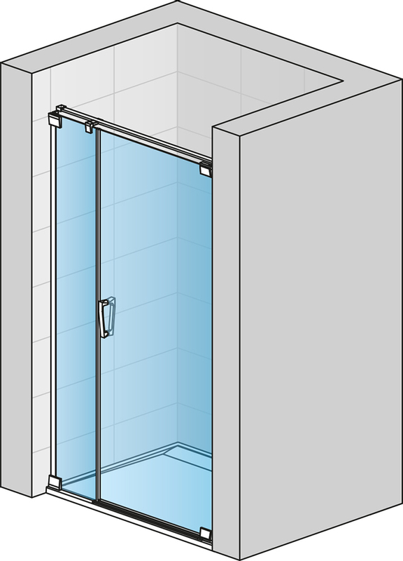 Jednokřídlé dveře Ronal Cadura s pantem u zdi a s pevnou stěnou v rovině - panty vlevo 1000 x 2000 mm, černá matná/sklo čiré