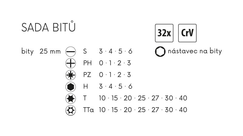 Sada bitů CrV 32ks Festa